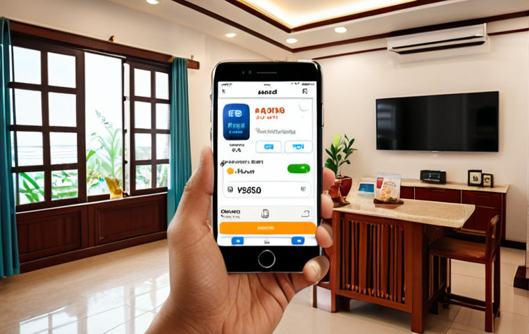 **Automated Savings:** A cozy, modern Vietnamese home interior. A smartphone displays a banking app showing an automated transfer from a salary account to a savings account. Focus on the feeling of ease and security. Consider incorporating Vietnamese đồng (VND) currency symbols.