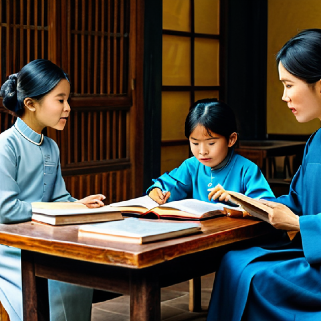 금융습관 자동화의 문화적 차이 - Family Prioritizing Education**

"A Vietnamese family, fully clothed in modest traditional clothing,...