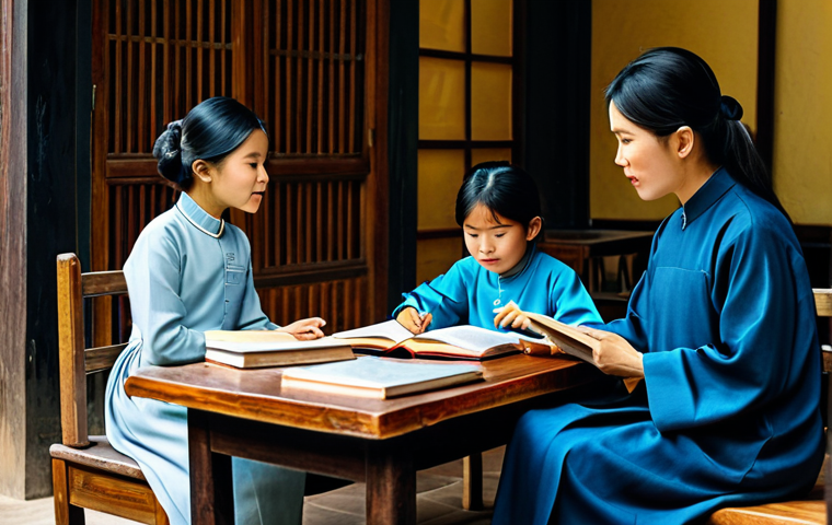 금융습관 자동화의 문화적 차이 - Family Prioritizing Education**

"A Vietnamese family, fully clothed in modest traditional clothing,...