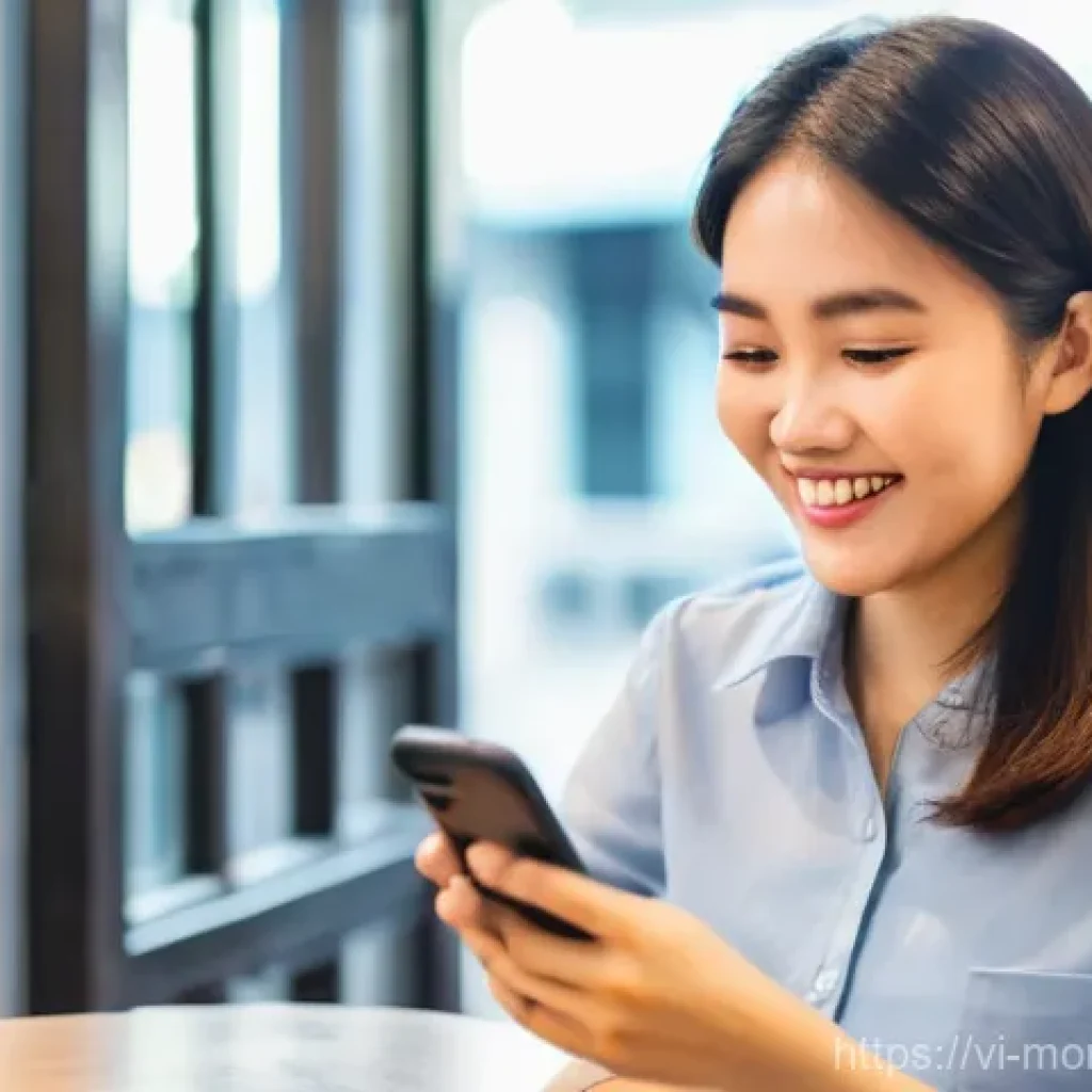 자동화된 재정 관리 시스템의 활용 사례 - **Prompt:** A vibrant, cheerful young Vietnamese woman, in her mid-20s, with a modern haircut, is sm...
