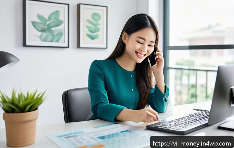 금융습관 자동화의 비즈니스 모델 분석 - A modern Vietnamese young professional woman sitting at a sleek desk in a bright home office, smilin...